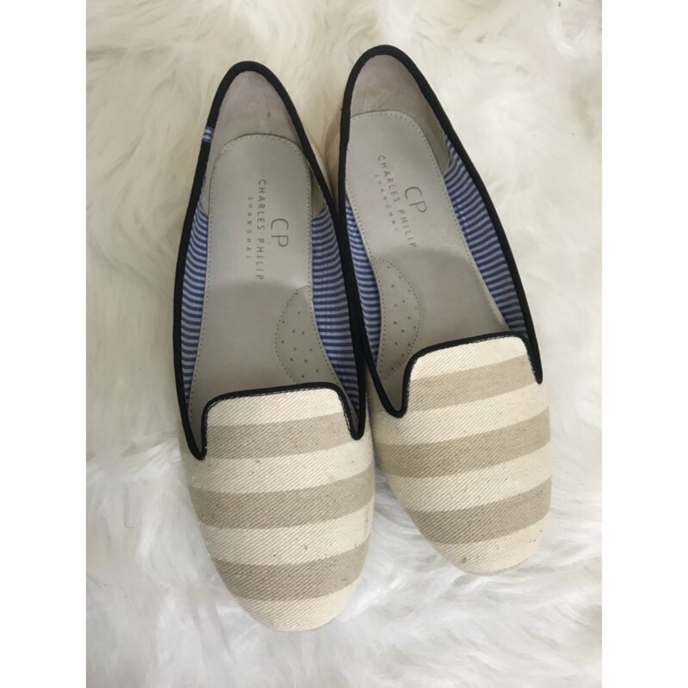 Charles Philip Shanghai natural stripe loafers